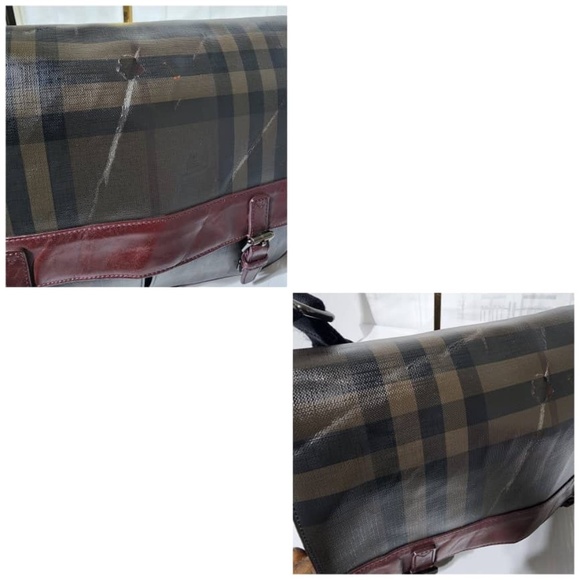Authentic Burberry Smoked Check Crossbody/Messenger Bag Wine/Brown - Picture 13 of 16